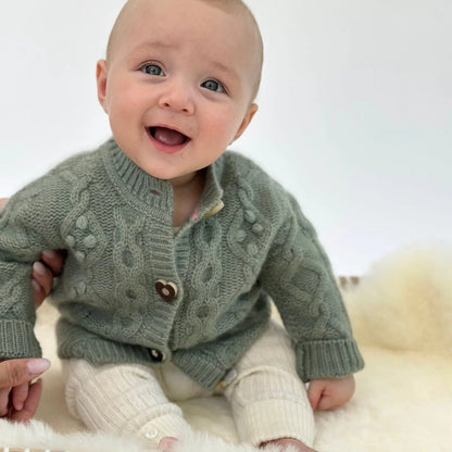 Papa Lobster - Baby Cashmere Cardigan CHARLOTTE Salbei