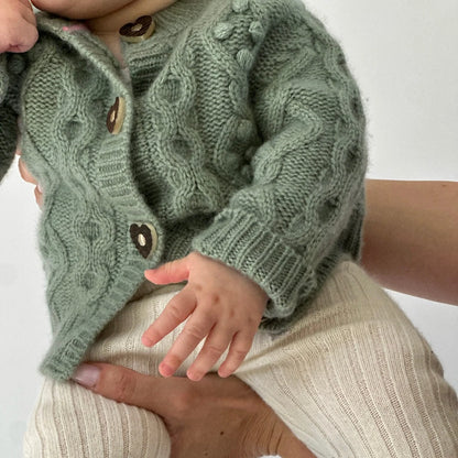 Papa Lobster - Baby Cashmere Cardigan CHARLOTTE Salbei
