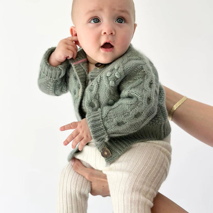 Papa Lobster - Baby Cashmere Cardigan CHARLOTTE Salbei