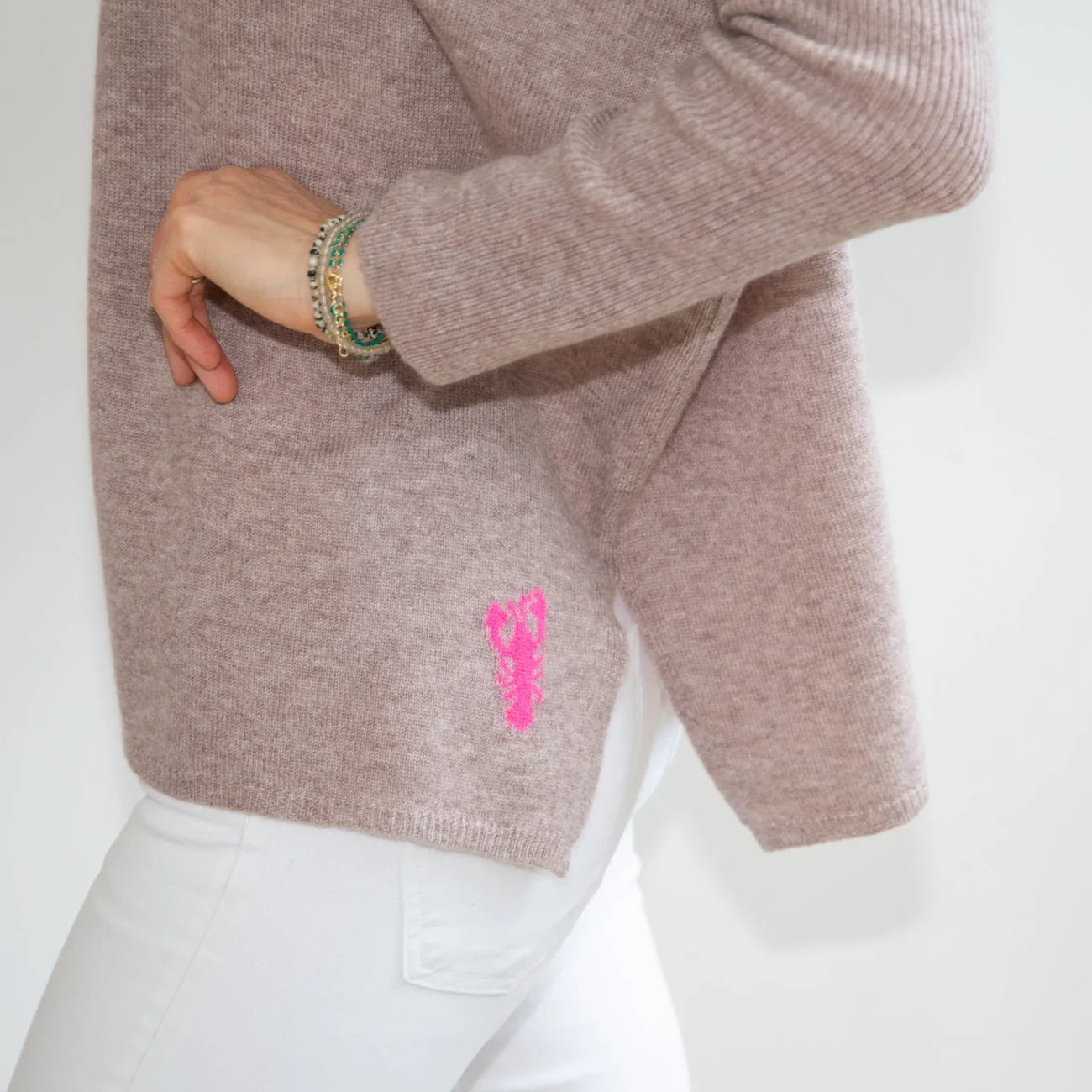 Papa Lobster - Damen Pullover Kaschmir JOHA grau