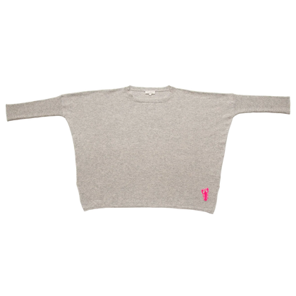 Papa Lobster - Damen Pullover Kaschmir JOHA grau