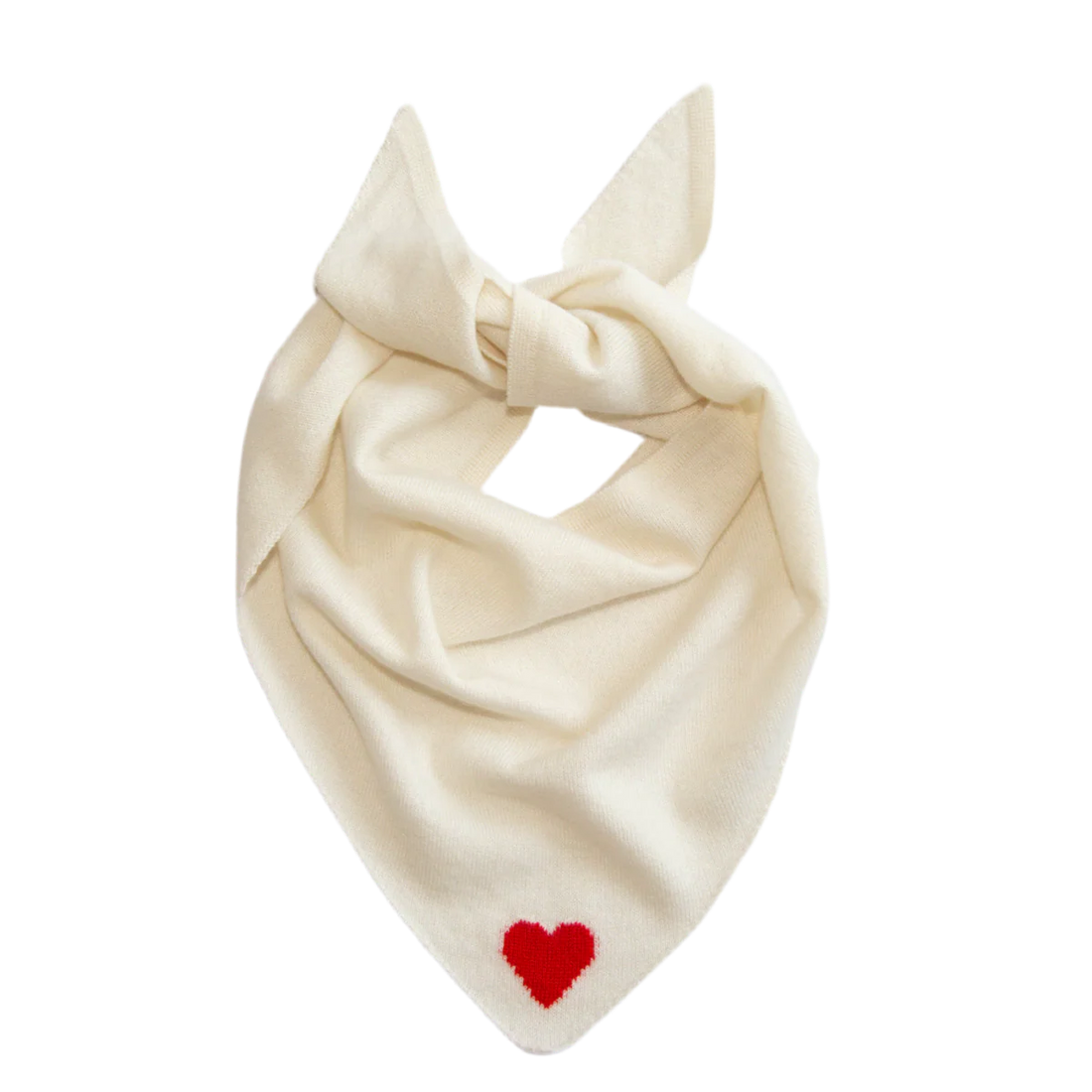 Papa Lobster - Cashmere Dreieckstuch LITTLE HEART Naturweiß