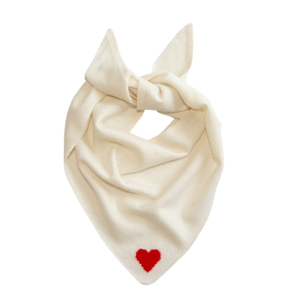 Papa Lobster - Cashmere Dreieckstuch LITTLE HEART Naturweiß