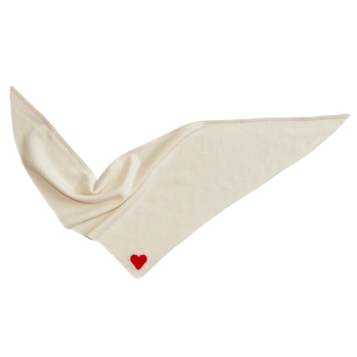 Papa Lobster - Cashmere Dreieckstuch LITTLE HEART Naturweiß