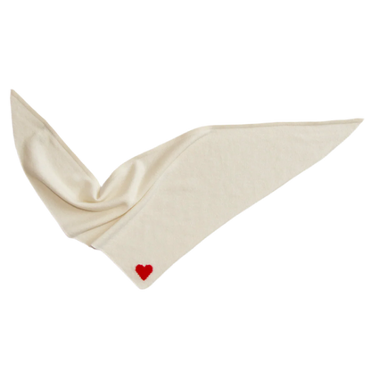 Papa Lobster - Cashmere Dreieckstuch LITTLE HEART Naturweiß