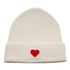 Papa Lobster - Damen Cashmere Mütze LITTLE HEART Naturweiß