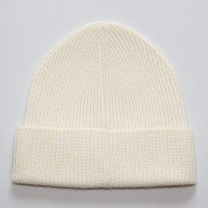 Papa Lobster - Damen Cashmere Mütze LITTLE HEART Naturweiß