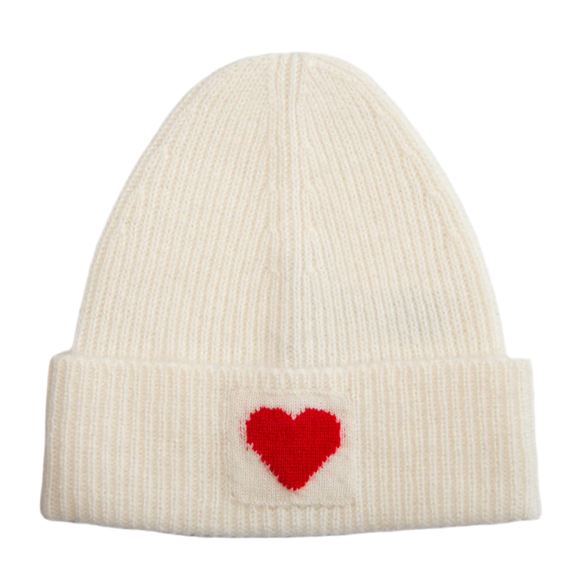 Papa Lobster - Kinder Cashmere Mütze LITTLE HEART Naturweiß