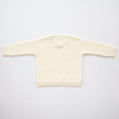 Papa Lobster - Baby Cashmere Pullover LITTLE HEART Naturweiß