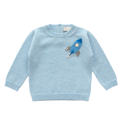 Papa Lobster - Baby Cashmere Pullover ROCKET Hellblau