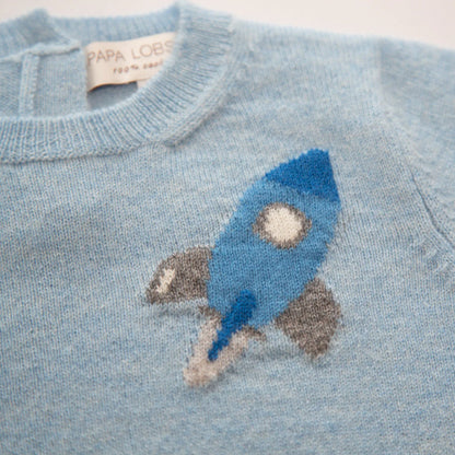 Papa Lobster - Baby Cashmere Pullover ROCKET Hellblau