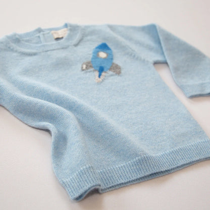 Papa Lobster - Baby Cashmere Pullover ROCKET Hellblau