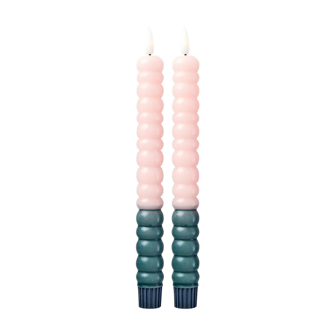 Rice - LED Kerze rosa-grün