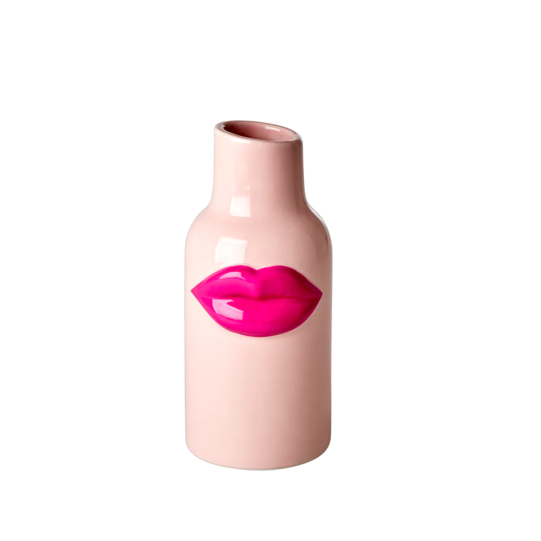Rice - Vase pinke Lippen auf rosa