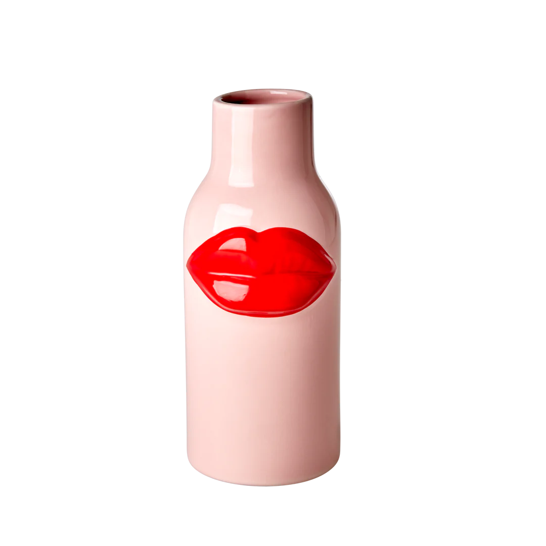 Rice - Vase roten Lippen auf rosa