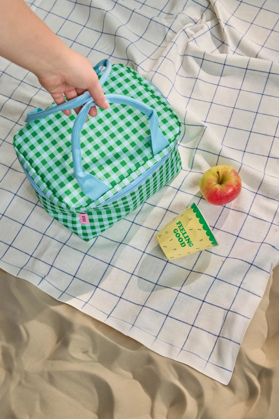 Rice - Stoffkühltasche Karo grün blau