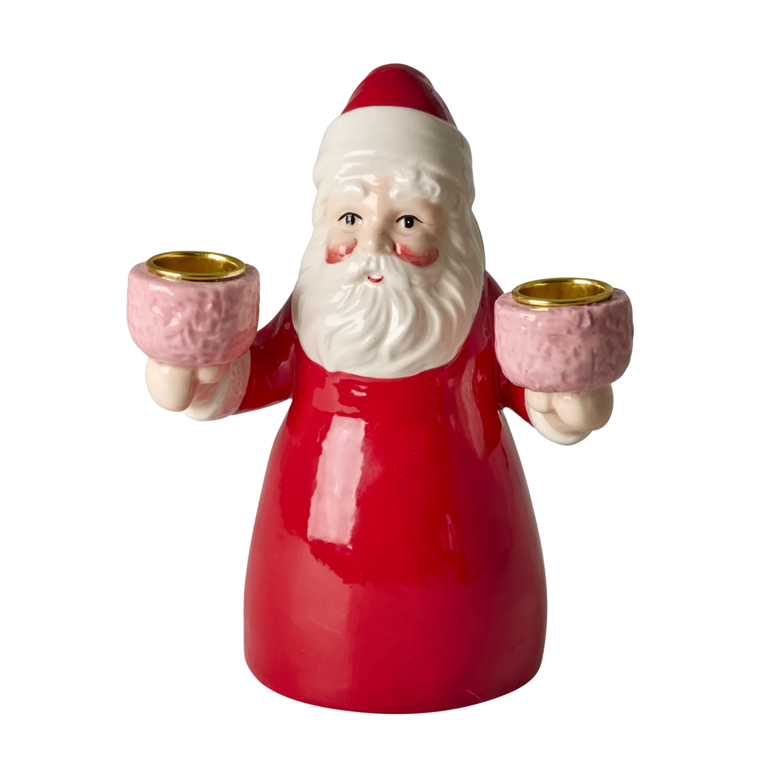 Rice - Kerzenhalter Weihnachtsmann Keramik - Rot