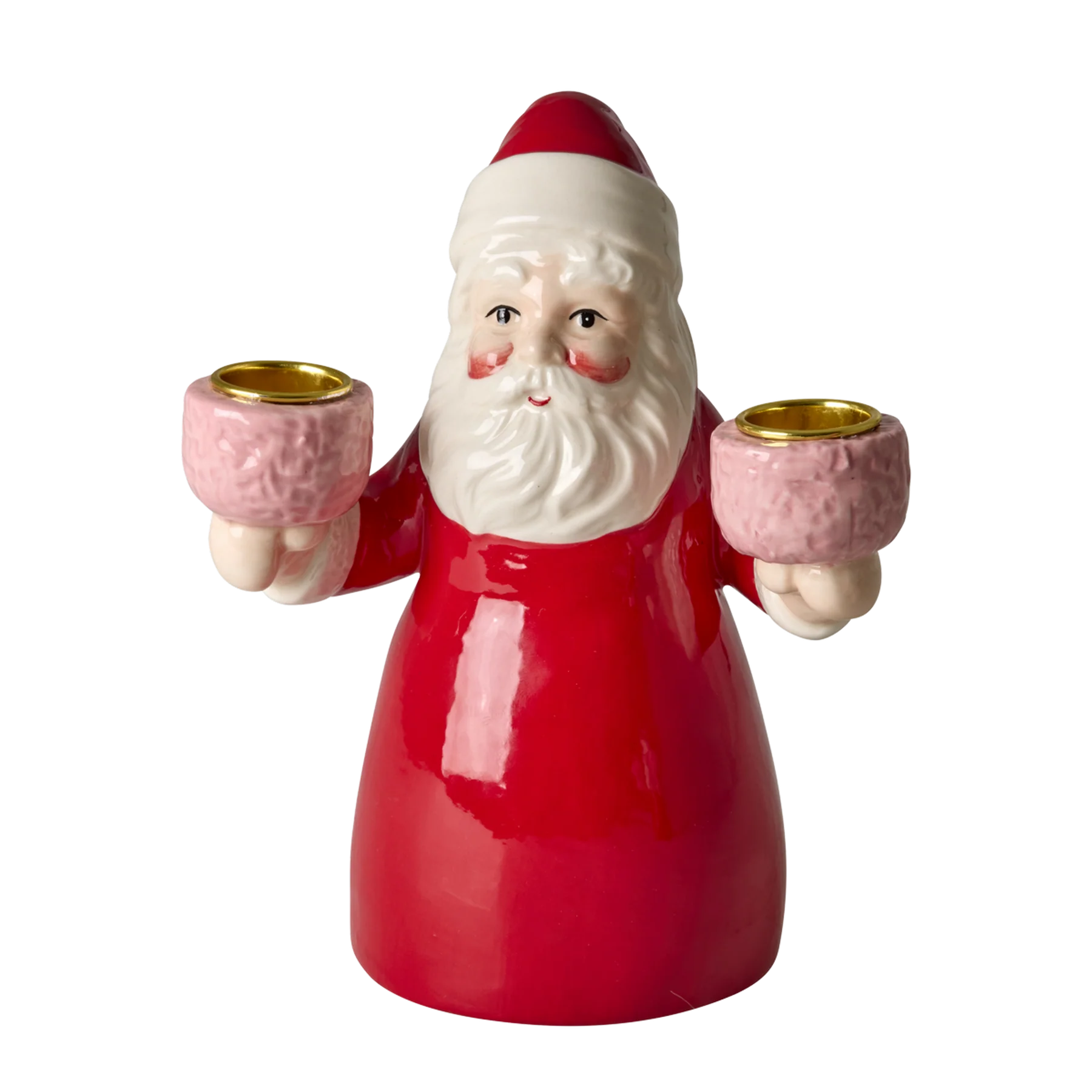 Rice - Kerzenhalter Weihnachtsmann Keramik - Rot