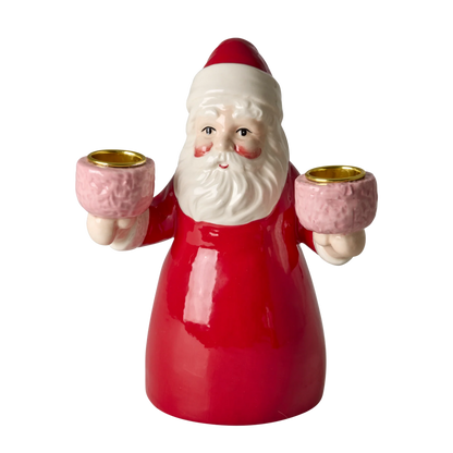 Rice - Kerzenhalter Weihnachtsmann Keramik - Rot