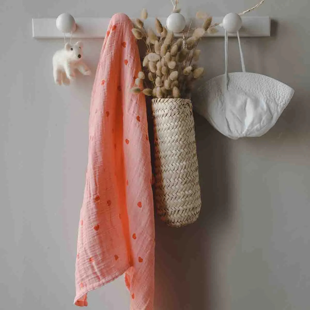Rose in April - Swaddle Herzen rosa MINI &amp; ME