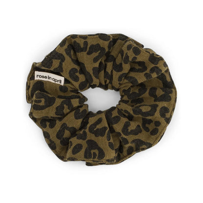 Rose in April - Scrunchie Leoprint Baumwolle schwarz/ olive