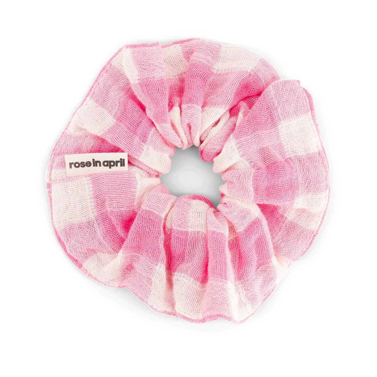 Rose in April - Scrunchie Baumwolle karo pink/ natur