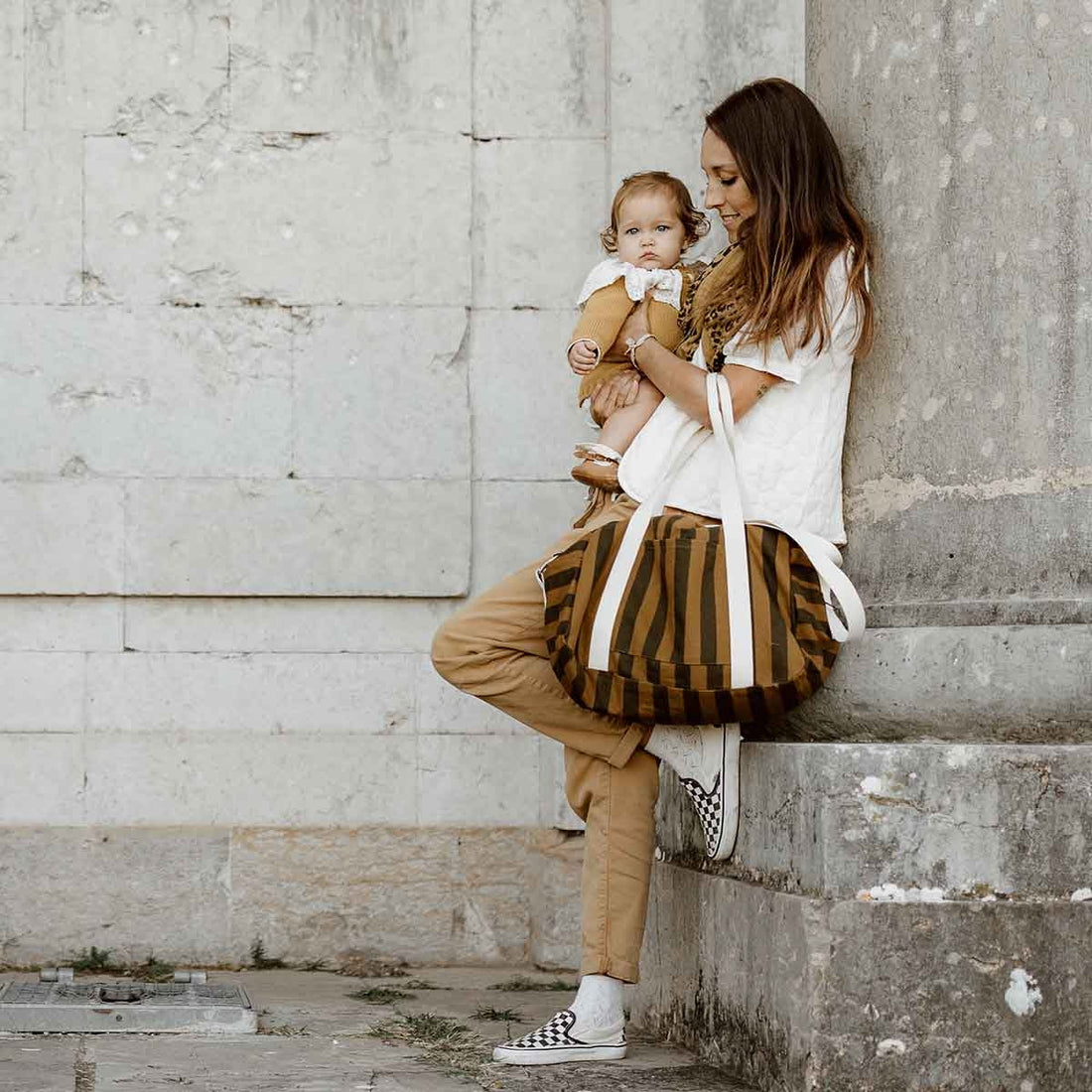 Rose in April - Wickeltasche Raphael braun/schwarz gestreift