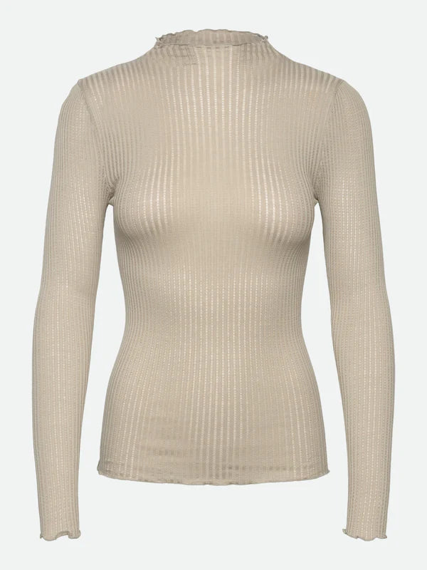 Rosemunde - Langarmshirt in beige für Frauen - Wolle-Seide-Mischung (vorne)