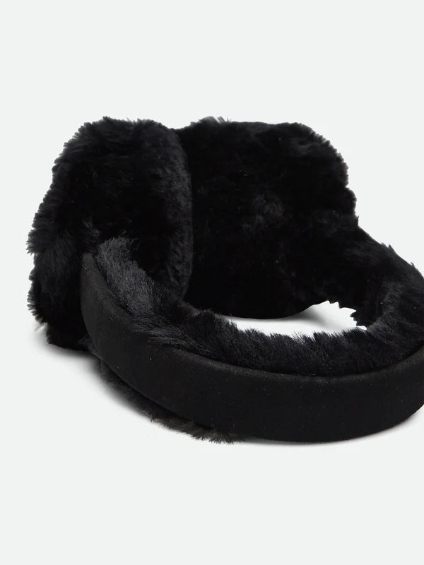 Rosemunde - Ohrenwärmer in schwarz mit 100% Lammfell für Frauen