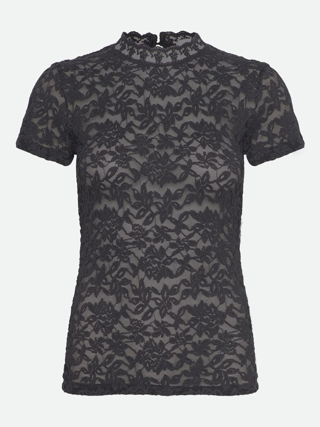 Rosemunde - Transparentes T-Shirt aus Spitze schwarz