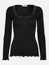 Rosemunde - Langarmshirt mit Spitze in Schwarz für Frauen