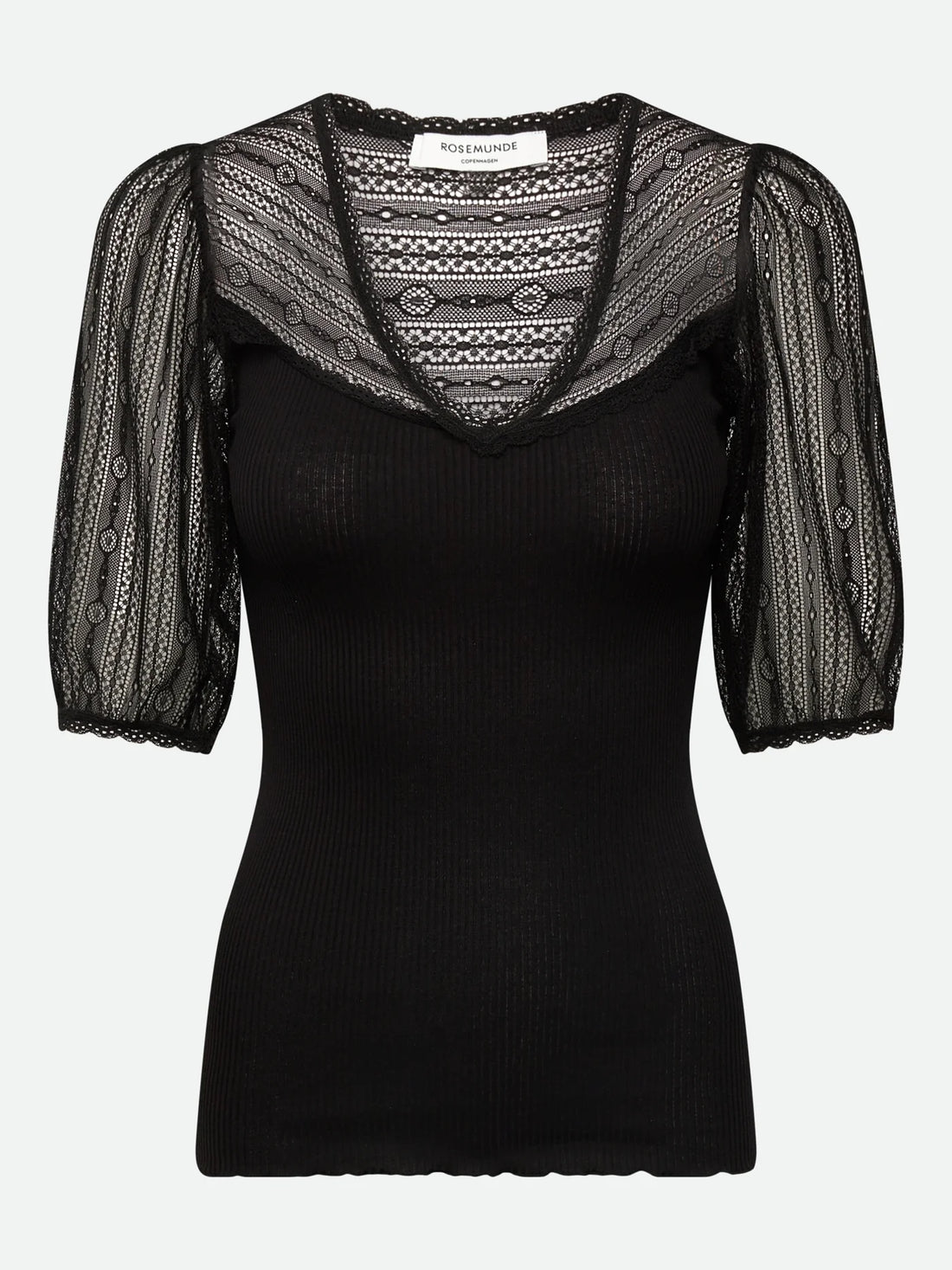 Rosemunde - Seiden T-Shirt Beatha mit Spitze schwarz