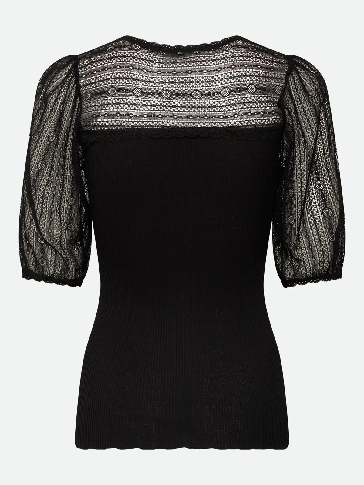 Rosemunde - Seiden T-Shirt Beatha mit Spitze schwarz