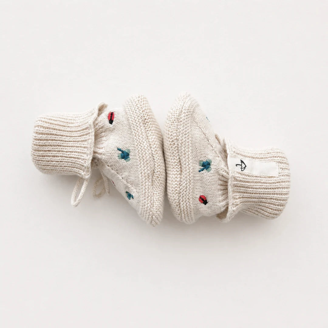 Saga Copenhagen - Baby Schuhe Baumwolle (Bio) Beige Marienkäfer Kleeblatt