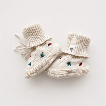 Saga Copenhagen - Baby Schuhe Baumwolle (Bio) Beige Marienkäfer Kleeblatt