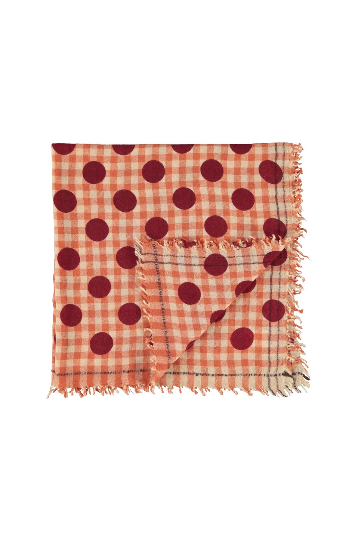 Sisters Department - Damen Schal orange kariert mit Punkten