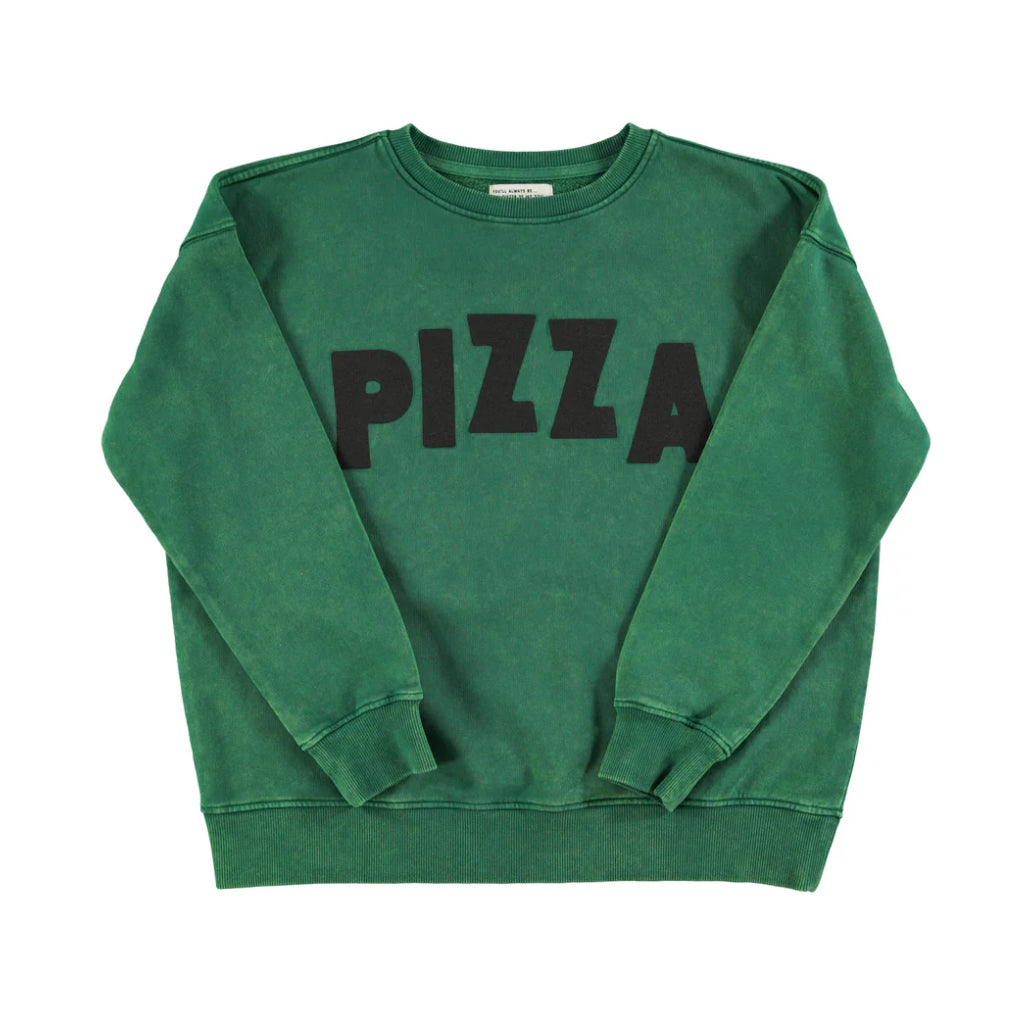 Sisters Department Sweatshirt in grün mit "Pizza"-Print