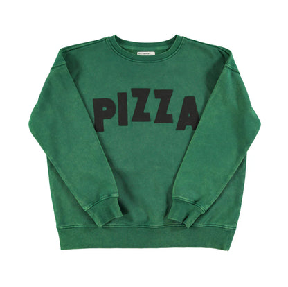 Sisters Department Sweatshirt in grün mit &quot;Pizza&quot;-Print