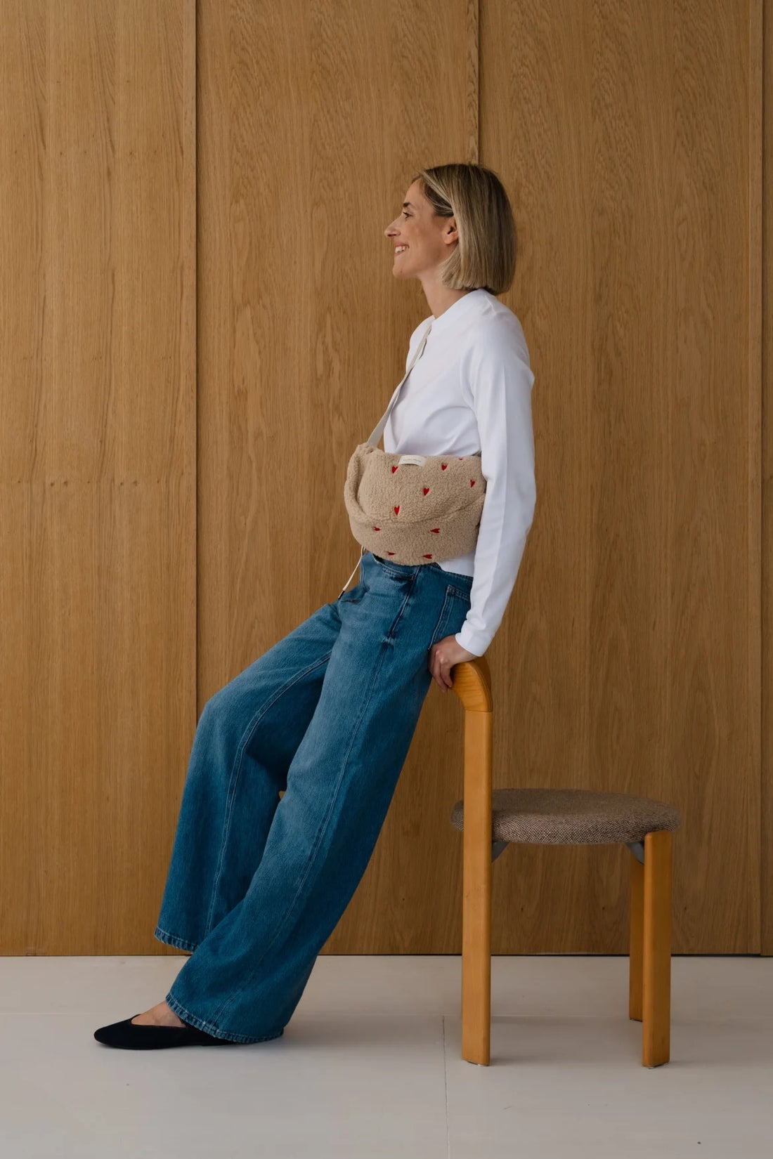 Studio Noos - Teddy Mom-Bag beige Gürteltasche mit Herzen