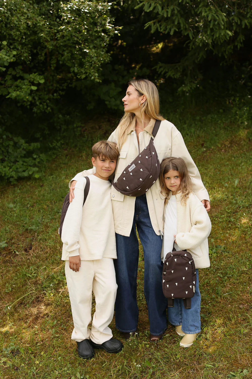 Studio Noos - Gürteltasche braun Herzen weiß