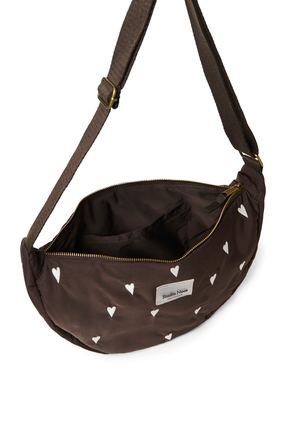 Studio Noos - Gürteltasche braun Herzen weiß