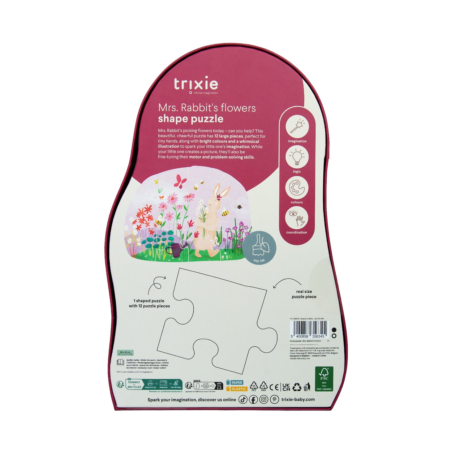 Trixie - 12-teiliges Puzzle „Mrs. Rabbit‘s Blumen“