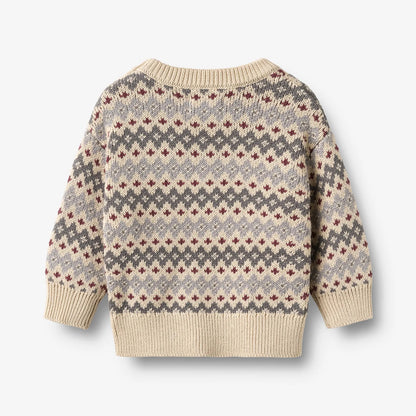Wheat - Baby Pullover Harlow Jaquardmuster grau/beige