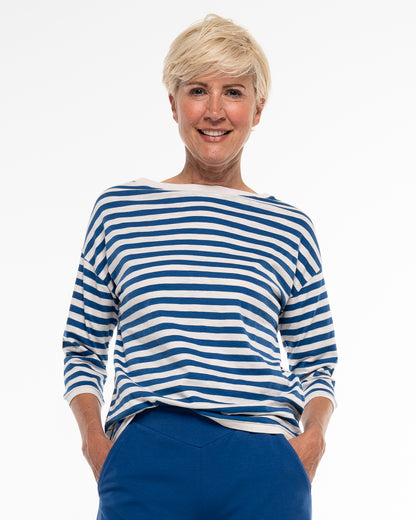 Alma &amp; Lovis - Damen Langarmshirt Baumwolle (Bio) blau-weiß