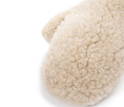 Alwero - Damen Fäustlinge Gully Wolle natur