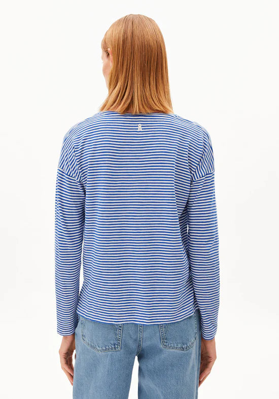 Armedangels - Langarmshirt XIANAA blau gestreift