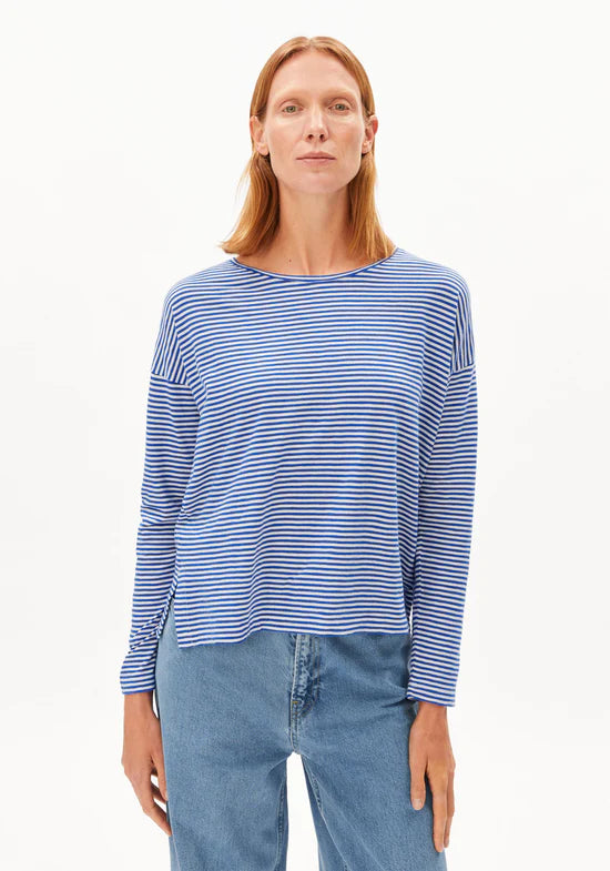 Armedangels - Langarmshirt XIANAA blau gestreift