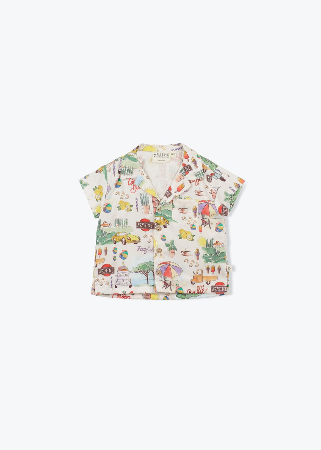 Exklusiv bedrucktes Babyhemd Italien für Jungen von Arsène et les Pipelettes .Exklusiv bedrucktes Babyhemd Italien für Jungen von Arsène et les Pipelettes .