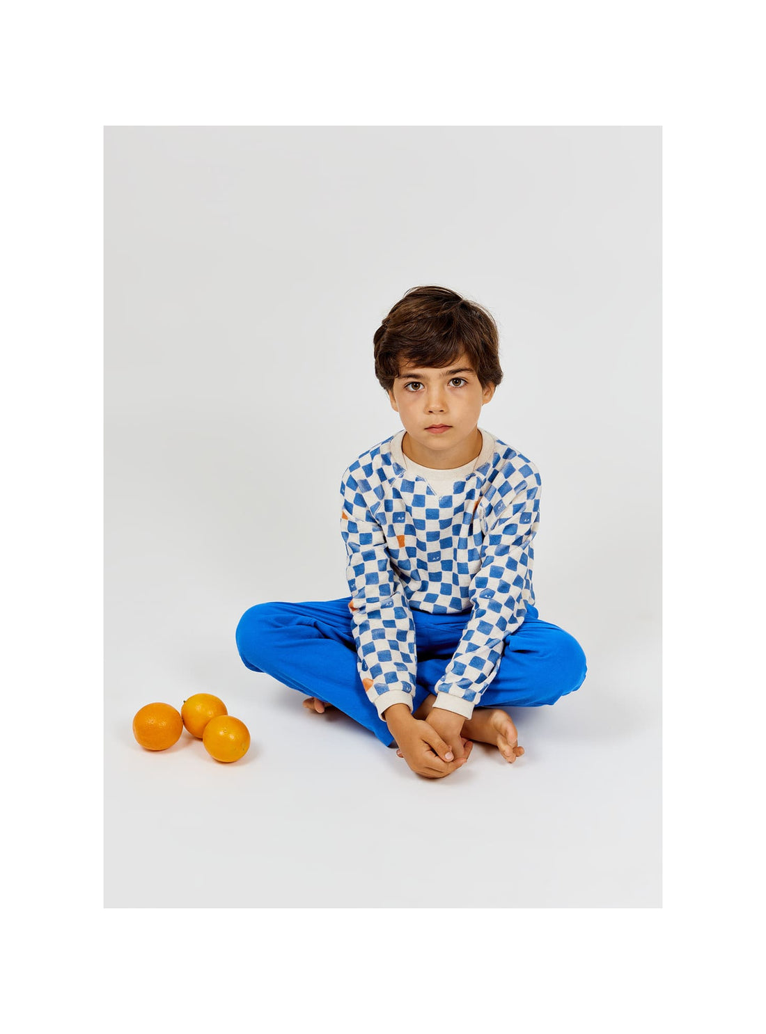 Arsène et les Pipelettes - Kinder Langarmshirt blau-weiss kariert