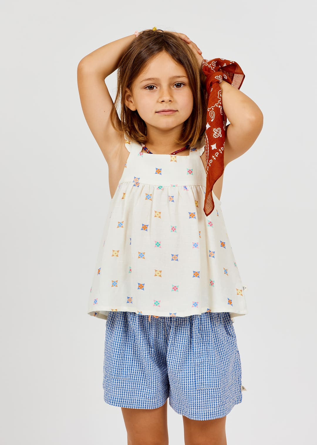 Arsène et les Pipelettes - Kinder Hose blau-weiß kariert